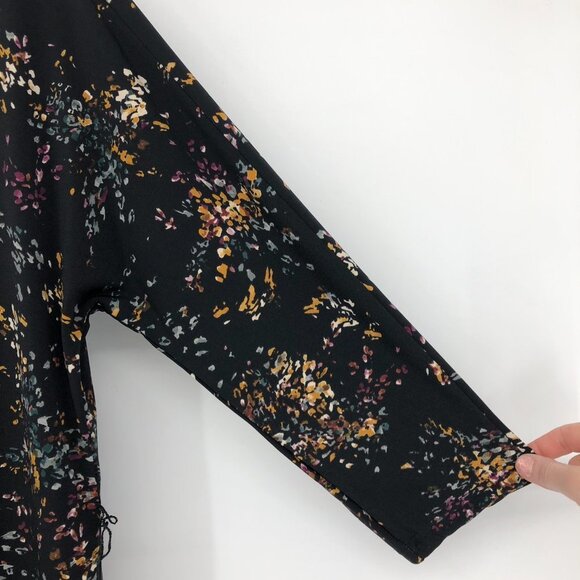 Le Chateau Black floral NWT Boatneck  3/4 sleeve midi dress SP - Picture 5 of 15